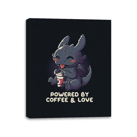 Powered By Coffee and Love - Canvas Wraps Canvas Wraps RIPT Apparel 11x14 / Black