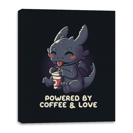 Powered By Coffee and Love - Canvas Wraps Canvas Wraps RIPT Apparel 16x20 / Black