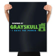 Powered by Grayskull - Prints Posters RIPT Apparel 18x24 / Black