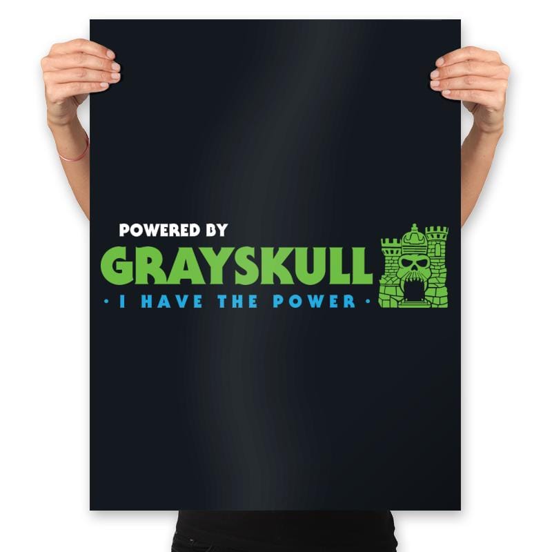 Powered by Grayskull - Prints Posters RIPT Apparel 18x24 / Black