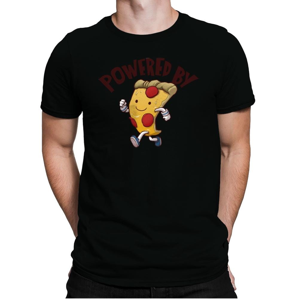 Powered By Pizza - Mens Premium T-Shirts RIPT Apparel Small / Black