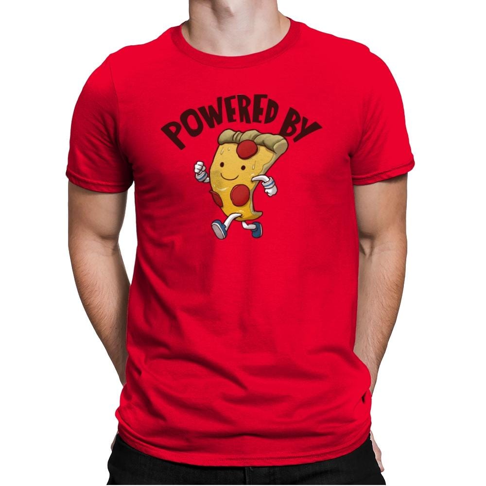 Powered By Pizza - Mens Premium T-Shirts RIPT Apparel Small / Red