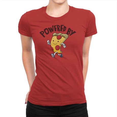 Powered By Pizza - Womens Premium T-Shirts RIPT Apparel Small / Red