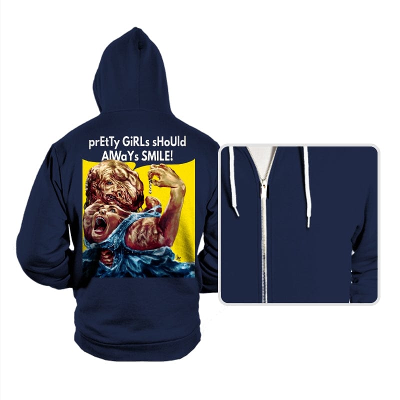 Pretty Girls Should Always Smile! - Hoodies Hoodies RIPT Apparel Small / Navy