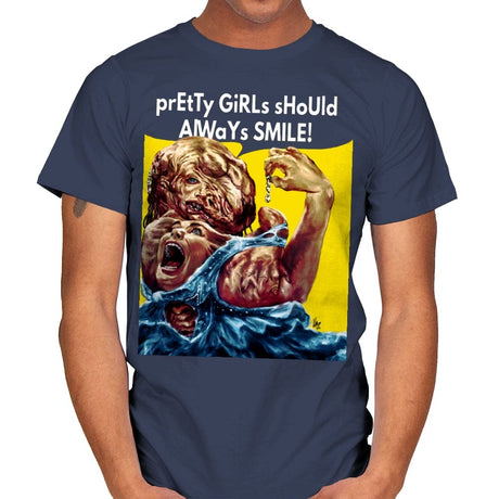 Pretty Girls Should Always Smile! - Mens T-Shirts RIPT Apparel Small / Navy