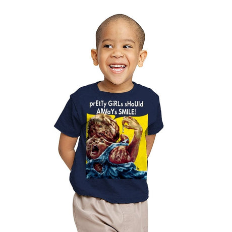 Pretty Girls Should Always Smile! - Youth T-Shirts RIPT Apparel X-small / Navy