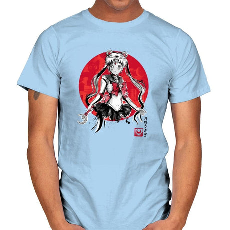 Pretty Guardian Sumi-e - Sumi Ink Wars - Mens T-Shirts RIPT Apparel Small / Light Blue