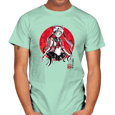 Pretty Guardian Sumi-e - Sumi Ink Wars - Mens T-Shirts RIPT Apparel Small / Mint Green