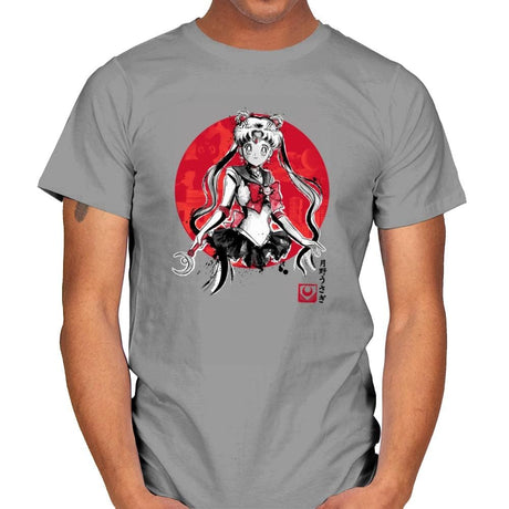 Pretty Guardian Sumi-e - Sumi Ink Wars - Mens T-Shirts RIPT Apparel Small / Sport Grey