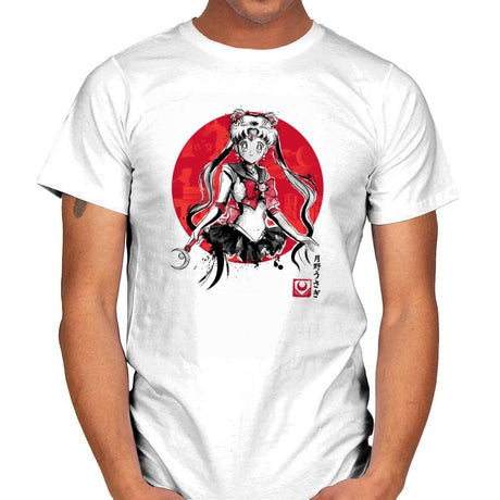 Pretty Guardian Sumi-e - Sumi Ink Wars - Mens T-Shirts RIPT Apparel Small / White