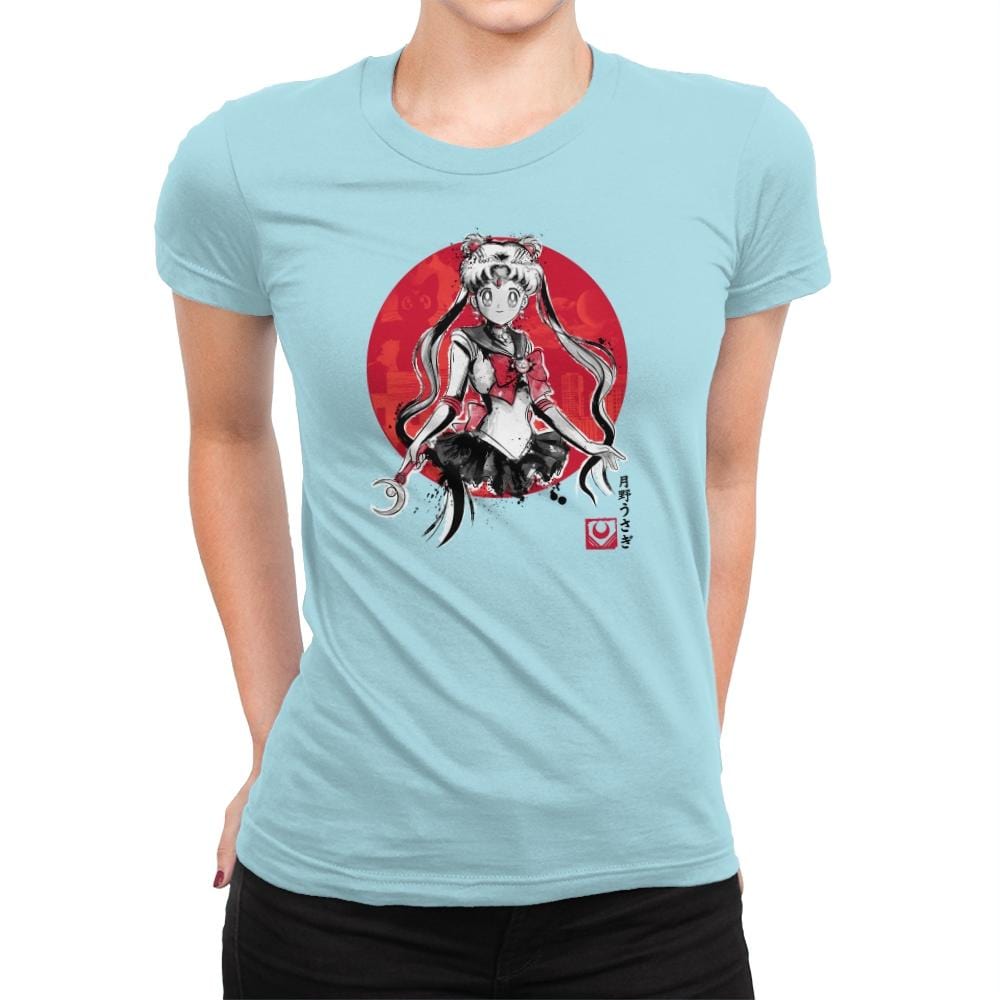 Pretty Guardian Sumi-e - Sumi Ink Wars - Womens Premium T-Shirts RIPT Apparel Small / Cancun