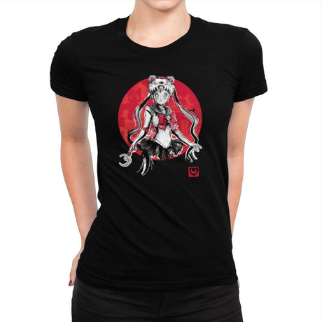 Pretty Guardian Sumi-e - Sumi Ink Wars - Womens Premium T-Shirts RIPT Apparel Small / Coral