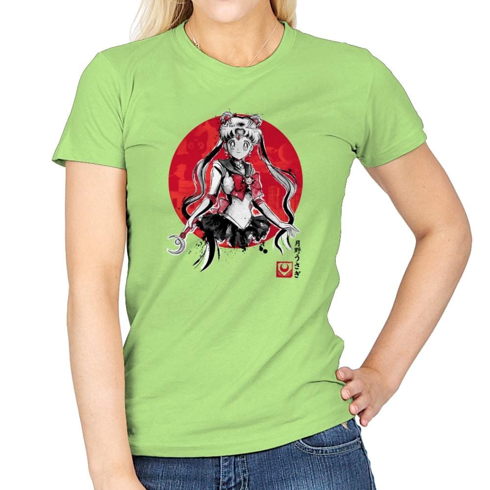 Pretty Guardian Sumi-e - Sumi Ink Wars - Womens T-Shirts RIPT Apparel Small / Mint Green