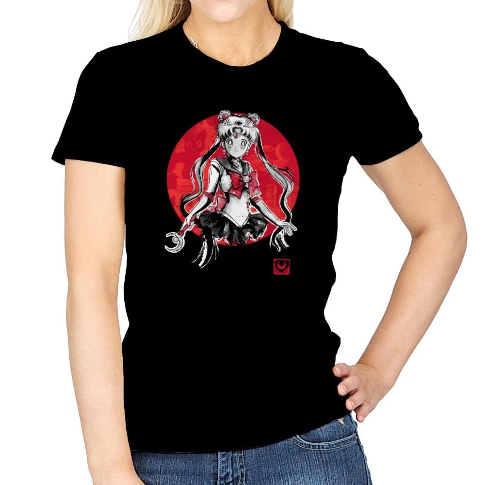 Pretty Guardian Sumi-e - Sumi Ink Wars - Womens T-Shirts RIPT Apparel Small / Pink