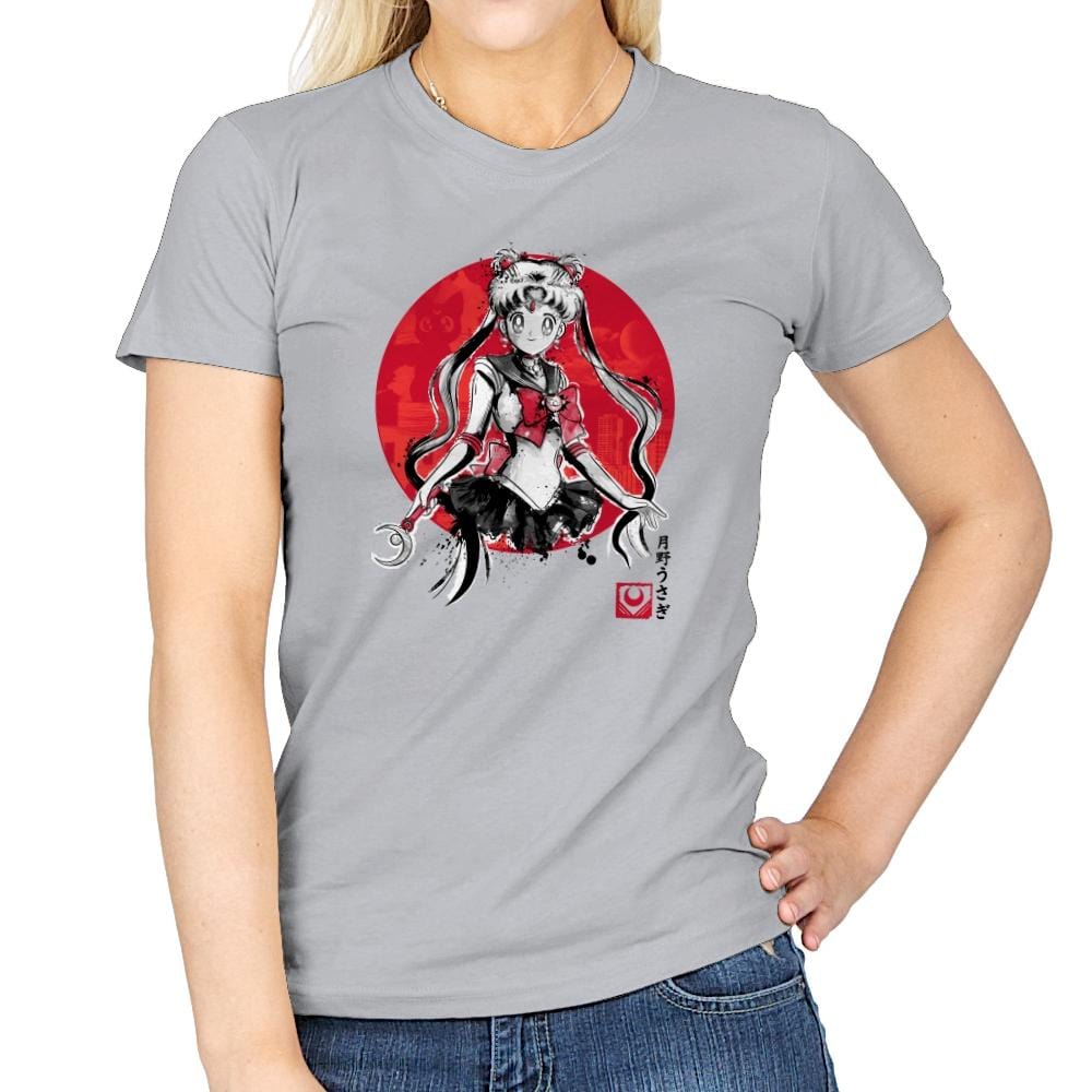 Pretty Guardian Sumi-e - Sumi Ink Wars - Womens T-Shirts RIPT Apparel Small / Sport Grey