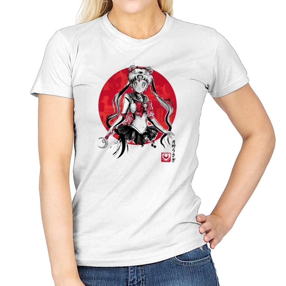 Pretty Guardian Sumi-e - Sumi Ink Wars - Womens T-Shirts RIPT Apparel Small / White