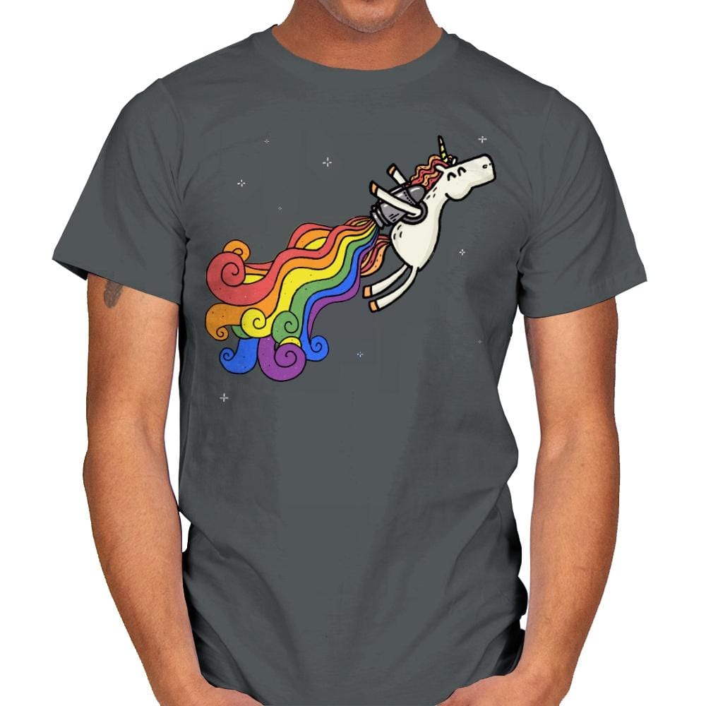 Pride Unicorn Power - Mens T-Shirts RIPT Apparel Small / Charcoal