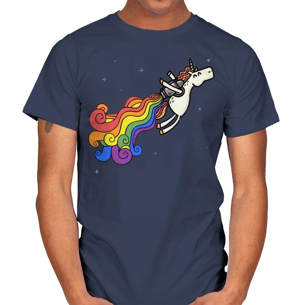 Pride Unicorn Power - Mens T-Shirts RIPT Apparel Small / Navy