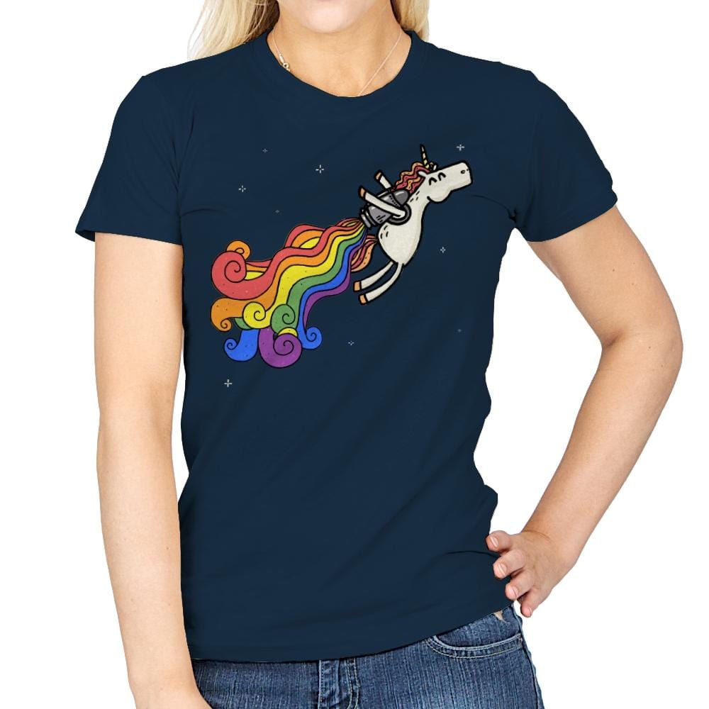 Pride Unicorn Power - Womens T-Shirts RIPT Apparel Small / Navy