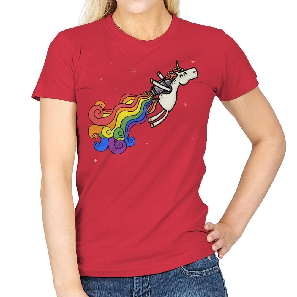 Pride Unicorn Power - Womens T-Shirts RIPT Apparel Small / Red