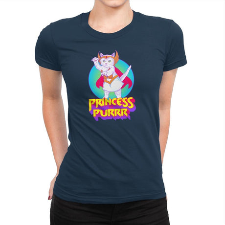 Princess of Purrr - Saturday Morning Tees - Womens Premium T-Shirts RIPT Apparel Small / Midnight Navy