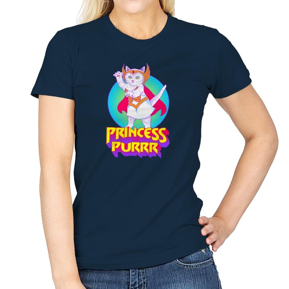 Princess of Purrr - Saturday Morning Tees - Womens T-Shirts RIPT Apparel Small / Navy