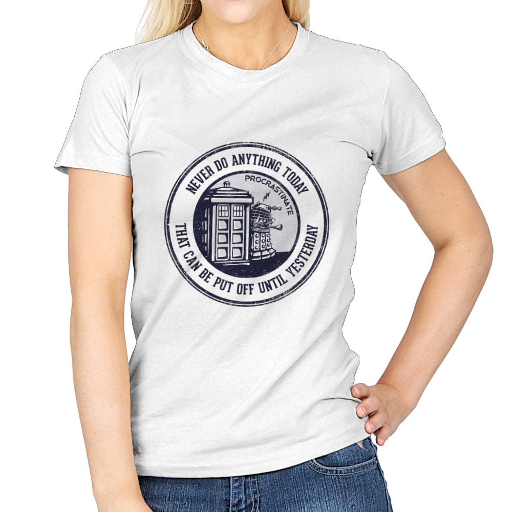 Procrastinate - Womens T-Shirts RIPT Apparel Small / White