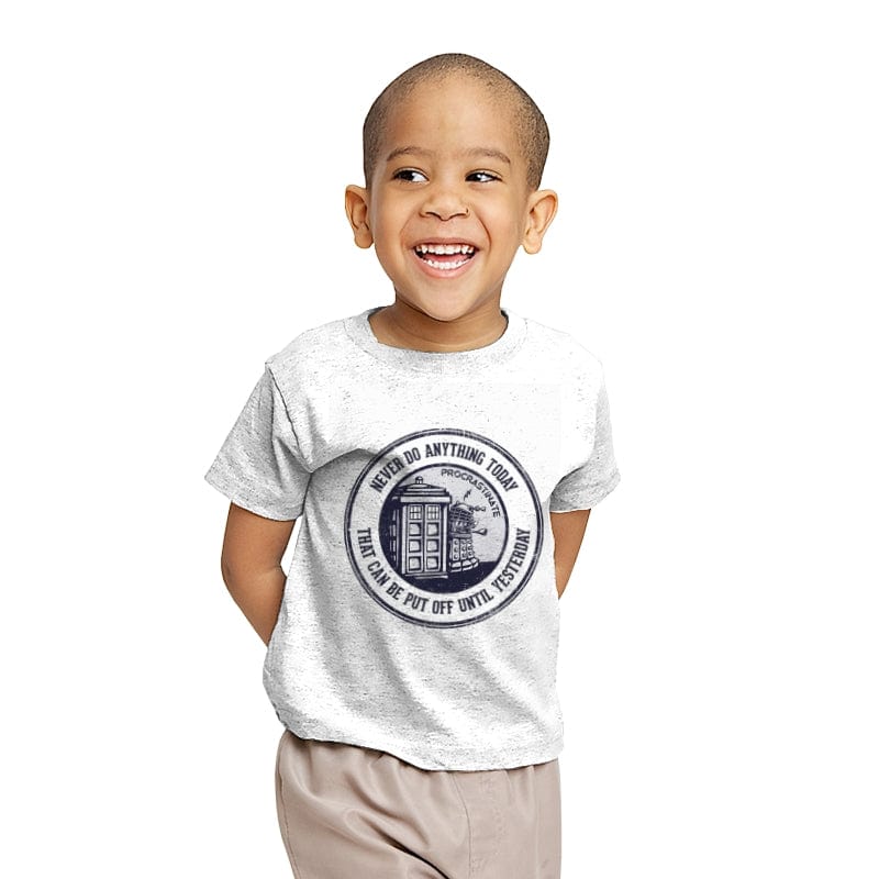 Procrastinate - Youth T-Shirts RIPT Apparel X-small / White