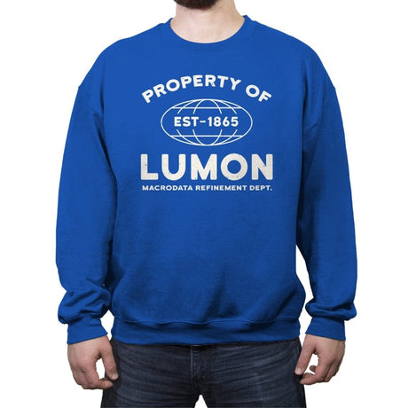 Property of Lumon - Crew Neck Sweatshirt Crew Neck Sweatshirt RIPT Apparel Small / Royal