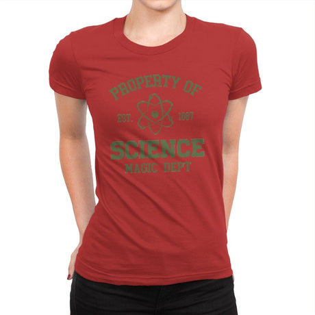 Property of Science - Womens Premium T-Shirts RIPT Apparel Small / Red
