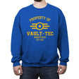 Property of Vault Tec - Crew Neck Sweatshirt Crew Neck Sweatshirt RIPT Apparel Small / Royal