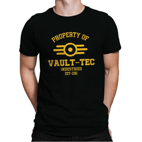 Property of Vault Tec - Mens Premium T-Shirts RIPT Apparel Small / Black