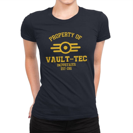 Property of Vault Tec - Womens Premium T-Shirts RIPT Apparel Small / Midnight Navy