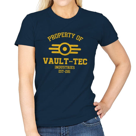 Property of Vault Tec - Womens T-Shirts RIPT Apparel Small / Navy