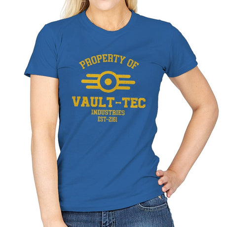 Property of Vault Tec - Womens T-Shirts RIPT Apparel Small / Royal