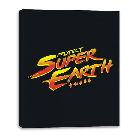 Protect Super Earth - Canvas Wraps Canvas Wraps RIPT Apparel 16x20 / Black
