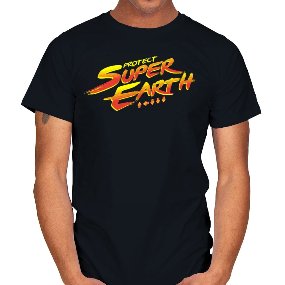 Protect Super Earth - Mens T-Shirts RIPT Apparel Small / Black