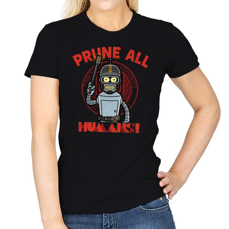 Prune All Humans! - Womens T-Shirts RIPT Apparel Small / Black