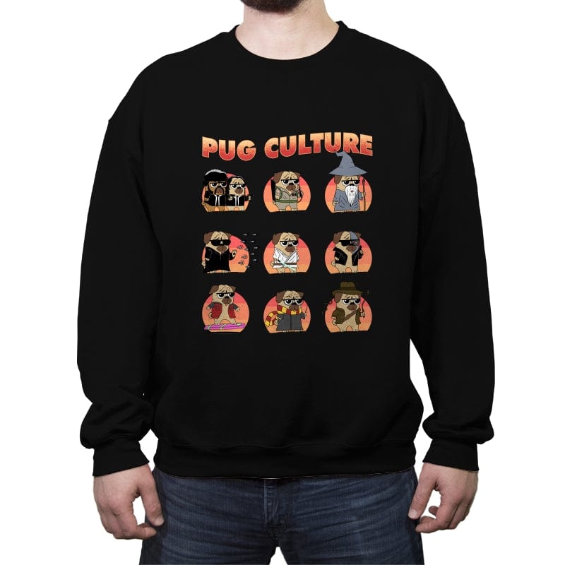Pug Culture - Movies - Crew Neck Sweatshirt Crew Neck Sweatshirt RIPT Apparel Small / Black