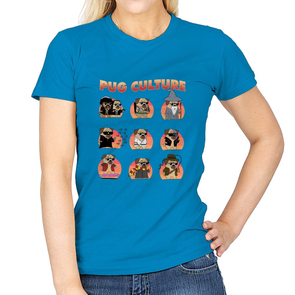 Pug Culture - Movies - Womens T-Shirts RIPT Apparel Small / Sapphire