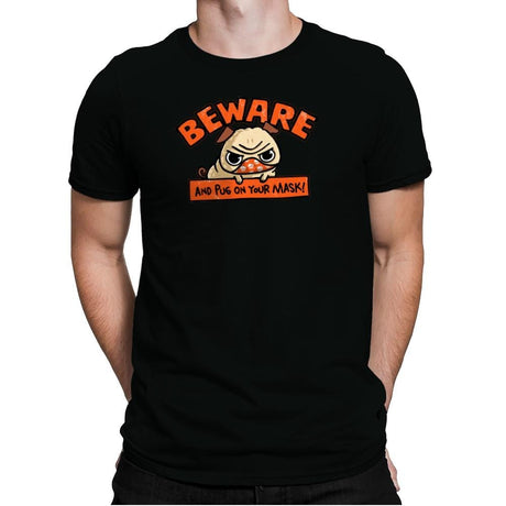 Pug On Your Mask - Mens Premium T-Shirts RIPT Apparel Small / Black