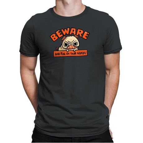 Pug On Your Mask - Mens Premium T-Shirts RIPT Apparel Small / Heavy Metal