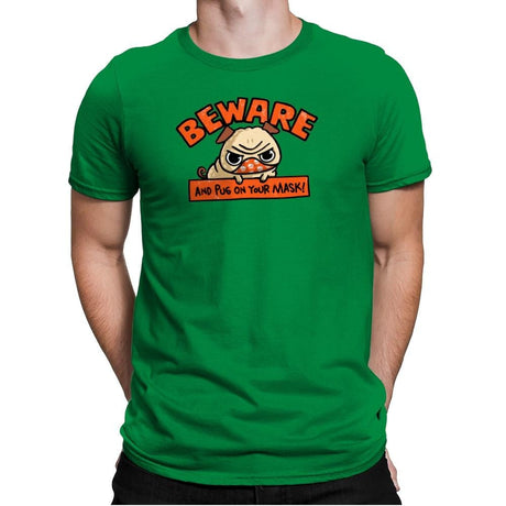 Pug On Your Mask - Mens Premium T-Shirts RIPT Apparel Small / Kelly