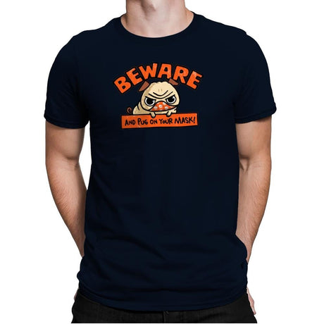 Pug On Your Mask - Mens Premium T-Shirts RIPT Apparel Small / Midnight Navy