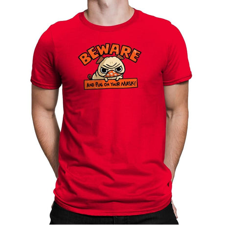Pug On Your Mask - Mens Premium T-Shirts RIPT Apparel Small / Red