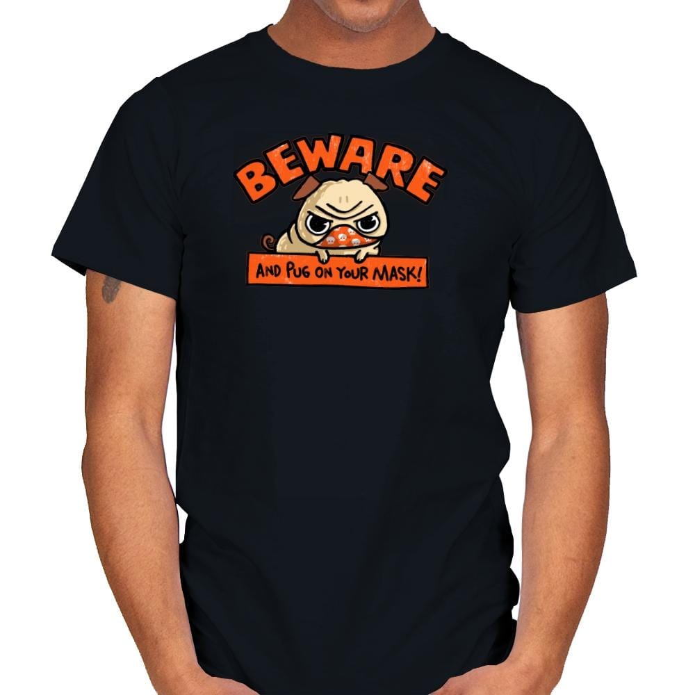 Pug On Your Mask - Mens T-Shirts RIPT Apparel Small / Black