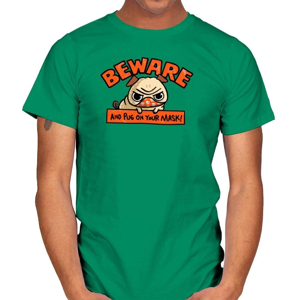 Pug On Your Mask - Mens T-Shirts RIPT Apparel Small / Kelly