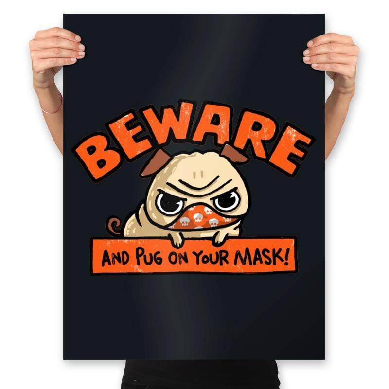Pug On Your Mask - Prints Posters RIPT Apparel 18x24 / Black