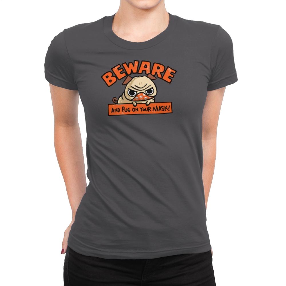 Pug On Your Mask - Womens Premium T-Shirts RIPT Apparel Small / Heavy Metal