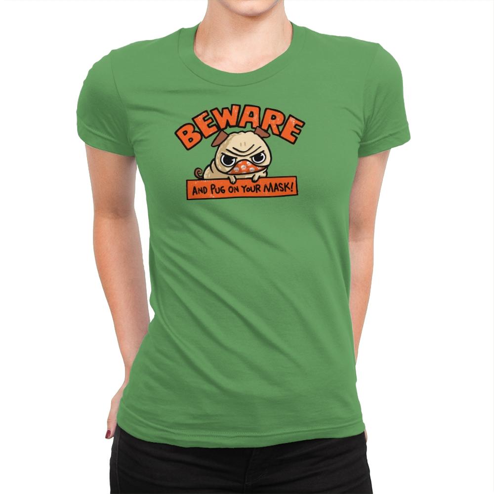 Pug On Your Mask - Womens Premium T-Shirts RIPT Apparel Small / Kelly